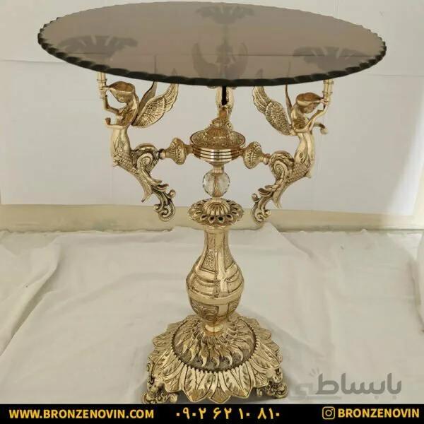 میز خاطره برنزی طرح ۳ فرشته پایه گرد کد ۷۵۶