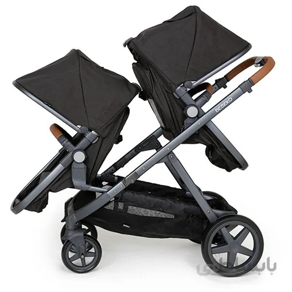کالسکه دوقلو مدل Ellery Twin مشکی با بدنه کروم ببکو Bebeko