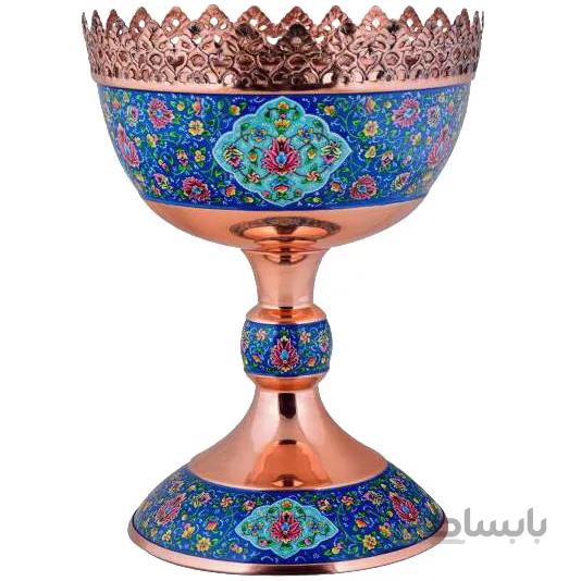 آجیل خوری مسی طرح پرداز اثر آقاجانی ارتفاع 42 سانتی متر کد C-468