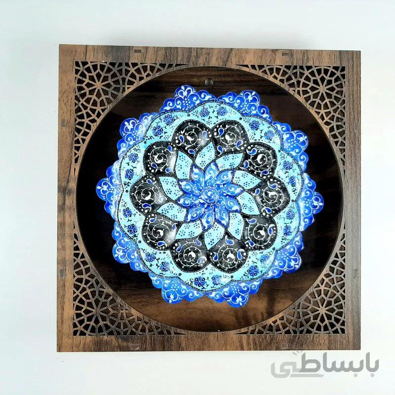 بشقاب میناکاری 16 سانتی طرح آسمان فیروزه ای صنایع دستی نانسی