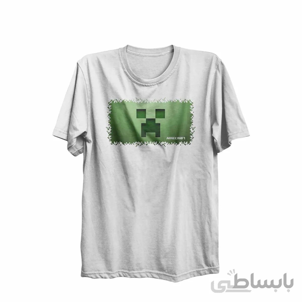تیشرت یقه گرد سفید طرح بازی ماینکرافت Minecraft کد KCT10464 کد 284868