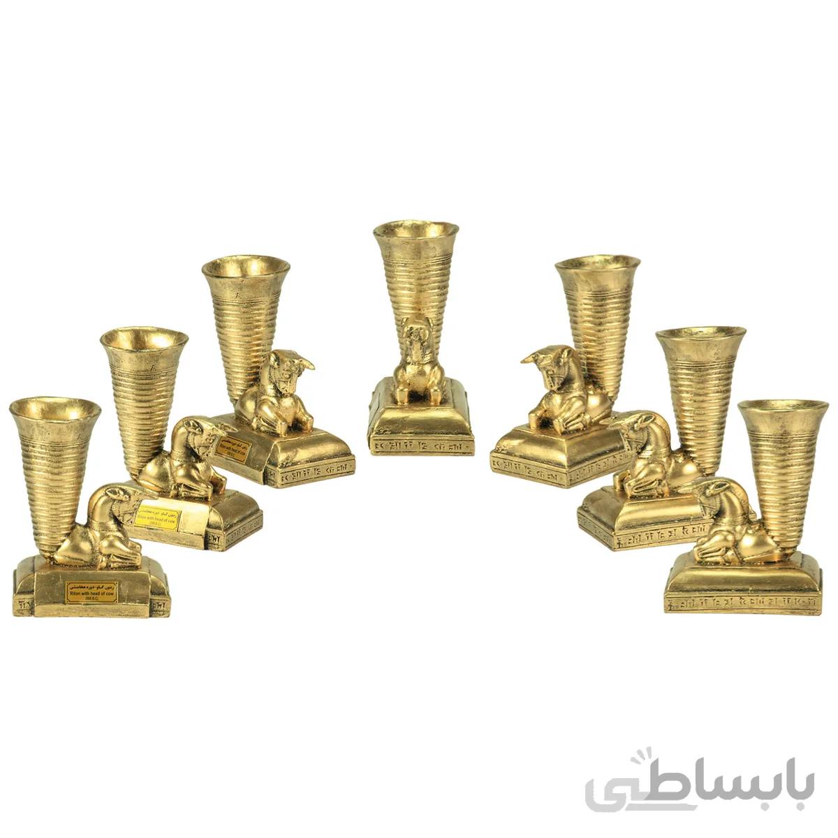 مجموعه ظروف هفت سین 7 پارچه تندیس و پیکره شهریار طرح ریتون گاو کد HS150