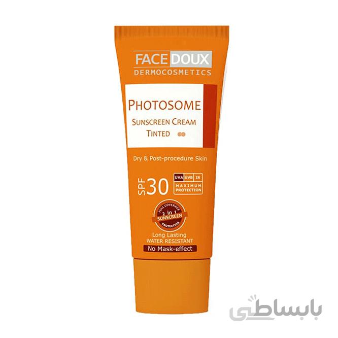 کرم ضدآفتاب رنگی فوتوزوم مناسب پوست خشک و حساس Photosome SPF30 فیس دوکس 40 میلی لیتر