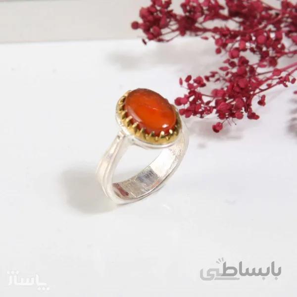 انگشتر نقره مردانه با سنگ عقیق اصل کد 4656 کد 520363