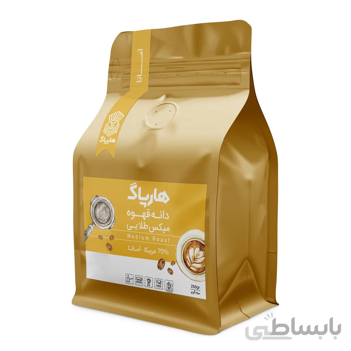 دانه قهوه هارپاگ AMATA GOLDEN مقدار 1000 گرم ا Harpag coffee beans model AMATA GOLDEN