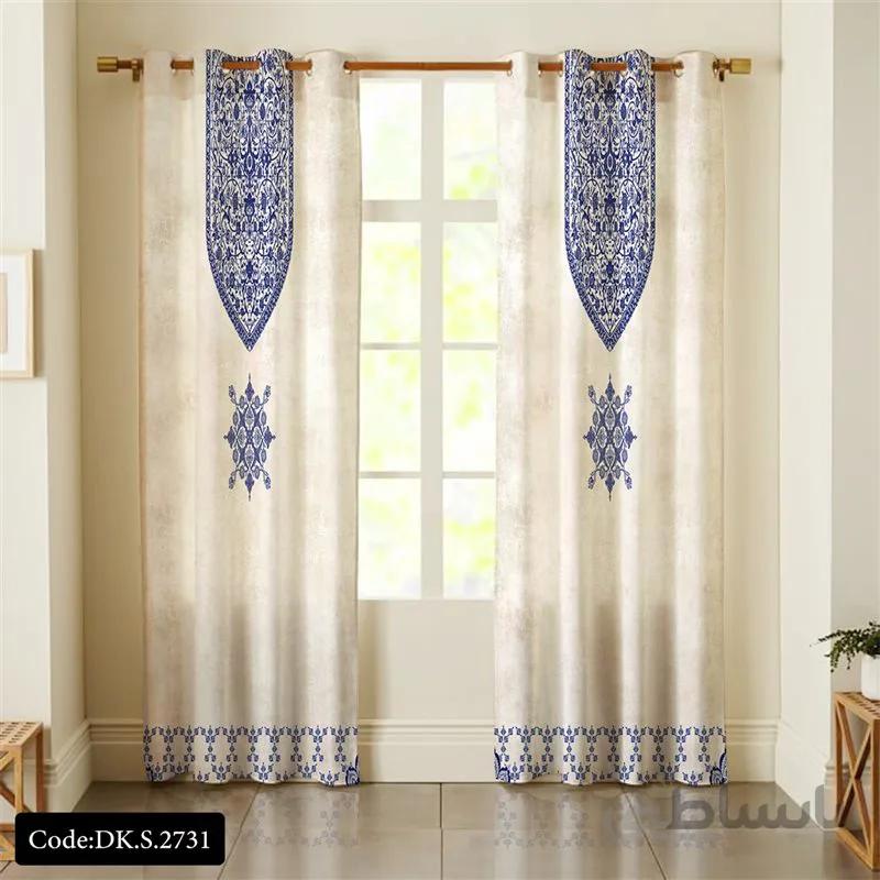 پرده پانچی (هازان و مخمل)کد DK.S.2731 طرح ایرانی و سنتی اسلیمی تک نقش
