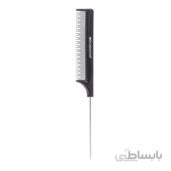 شانه موی سر گرافیت استایل مشکی تخت متوسط دم باریک با دم استیل کربن ضد الکتریسیته ساکن