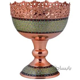 آجیل خوری مسی خاتم کاری اثر آقاجانی ارتفاع 16سانتی متر کد C-485