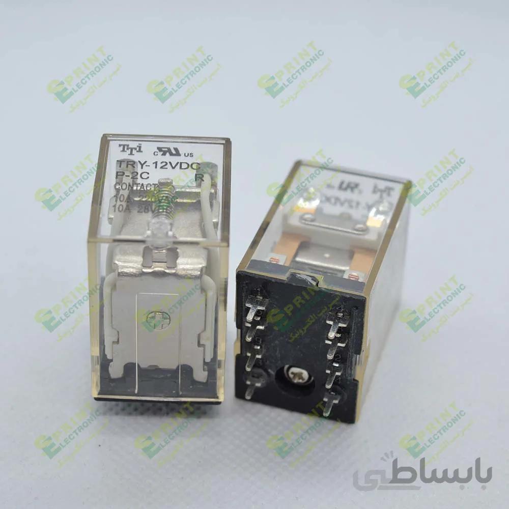 رله 12 ولت پایه راستا 8 پایه 10 آمپر TTI TRY-12VDC-P-2C