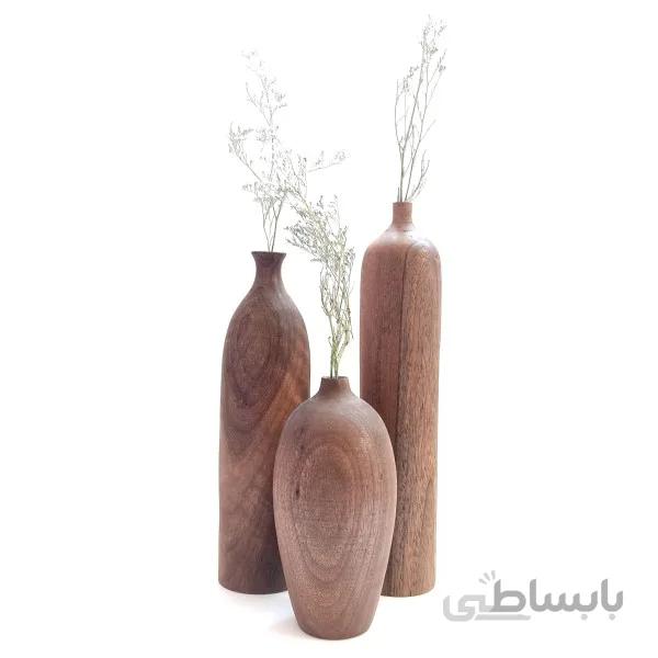 ست ۳ عددی گلدان چوبی مینیمال کد ۱۰