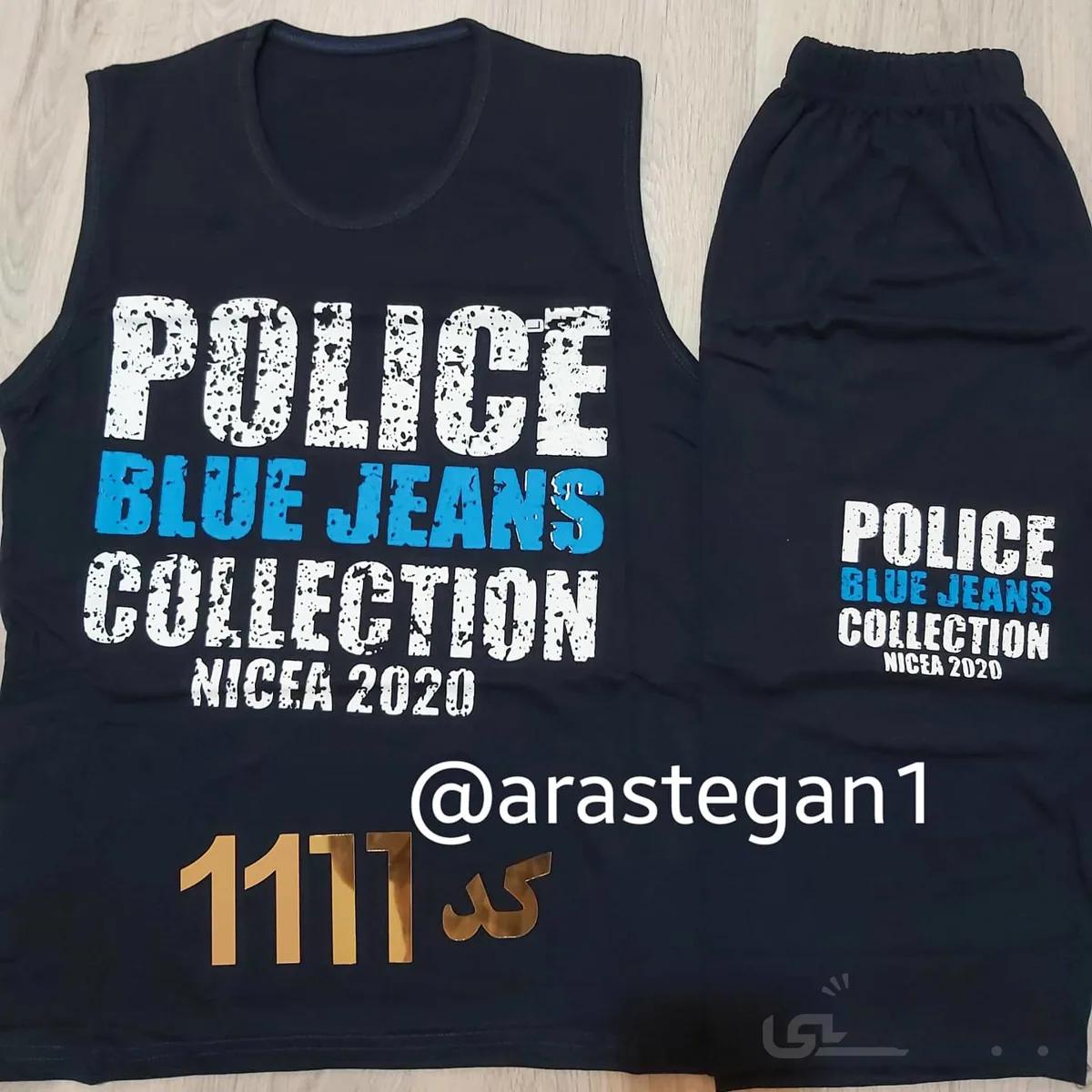 تاپ شلوارک نخی مردانه طرح POLICE
