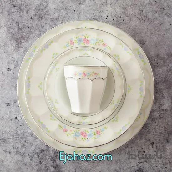 سرویس غذاخوری چینی زرین ایران 12 نفره نئوکلاسیک طرح گلاریس درجه عالی