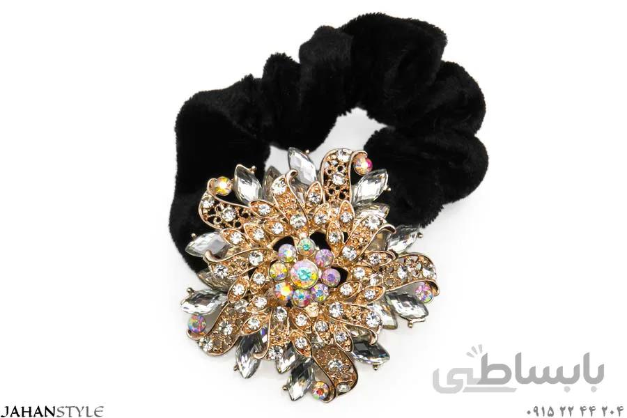 کش مو نگین دار نقرهایی پر کار