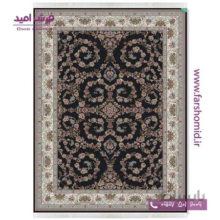 فرش ماشینی 700 شانه 10 رنگ اصل رز افشان مشکی قالی کشمیر