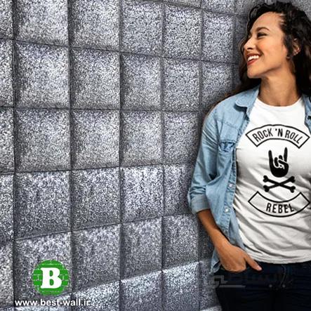 تایل پارچه ای نقره ای فانتزی با سایز بیشتر از 25 سانتیمتر