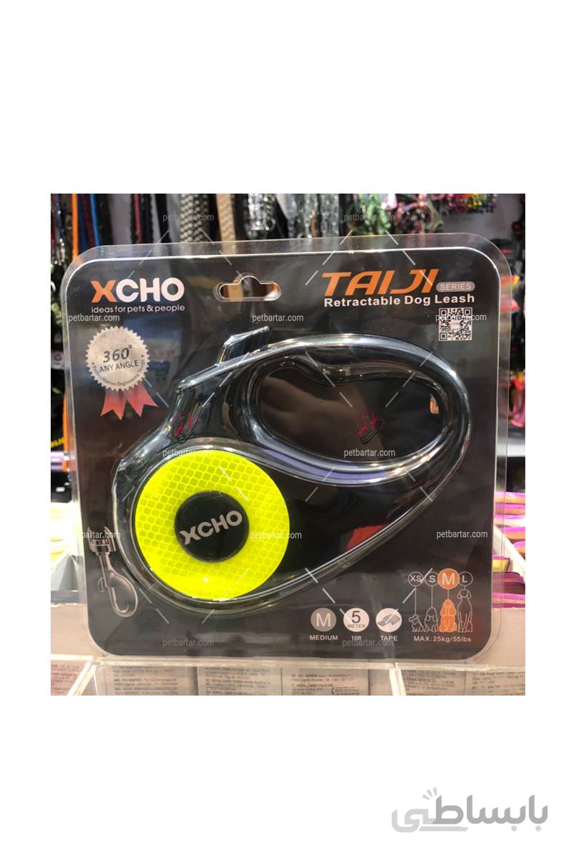 بند قلاده ۵ متری نواری اکسچو تایجی مدل نئون سایز متوسط تحمل ۲۵ کیلوگرم وزن | XCHO Retractable Dog Leash Medium 5 meter