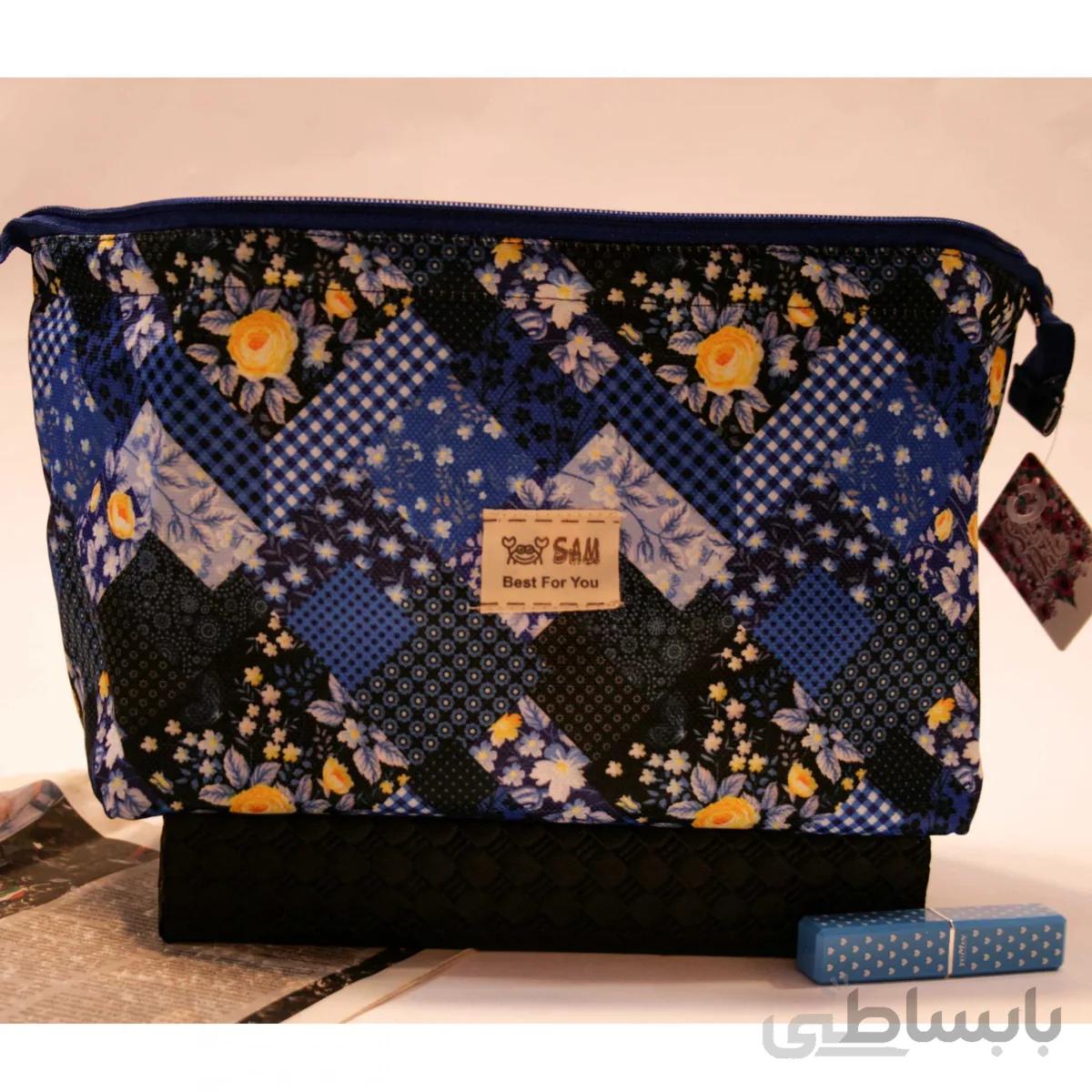کیف لوازم آرایشی بزرگ سرمه ای کد 499