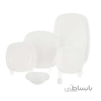 سرویس غذاخوری 27 پارچه چینی زرین ایران سری کواترو مدل White درجه یک ا Zarin Iran Quattro White Dinnerware Set 27 Pieces Top Grade