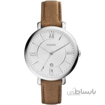 ژاکلین براون چرمی تسمه نقاله فالسی زنان 36mm Silvertone ژاکلین براون ا Fossil Women's 36mm Silvertone Jacqueline Brown Leather Strap Watch