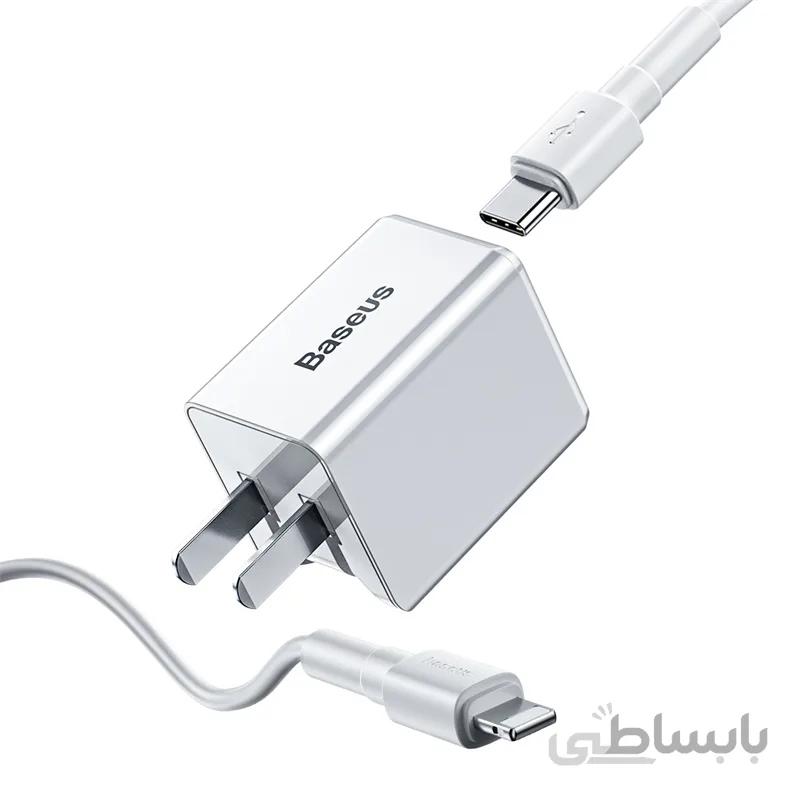 شارژر دیواری سریع با کابل تایپ سی به لایتنینگ بیسوس Baseus Traverel PD Charger TC-075PPS