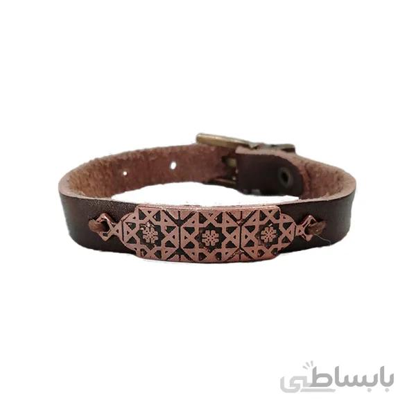 دستبند چرم و مس اسلیمی کد JW210