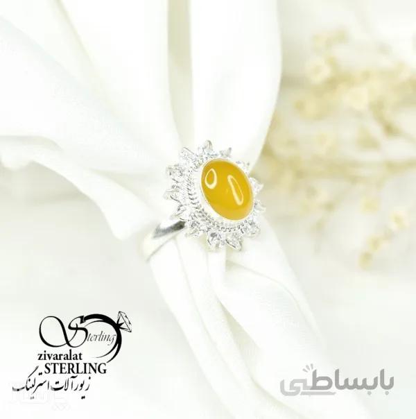 انگشتر نقره زنانه با سنگ عقیق زرد (شرف الشمس) کد 6392 کد 710209