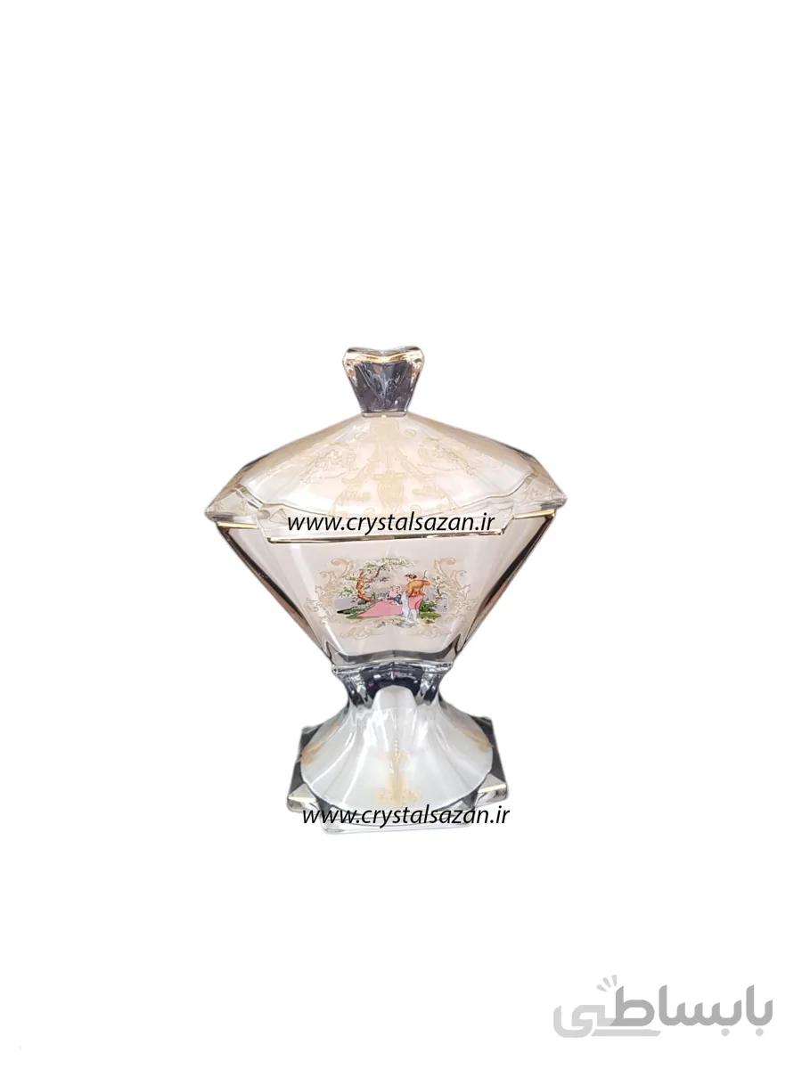قندان مدل نیترو طرح رومنس شیری کریستال سازان کد CS1247-2