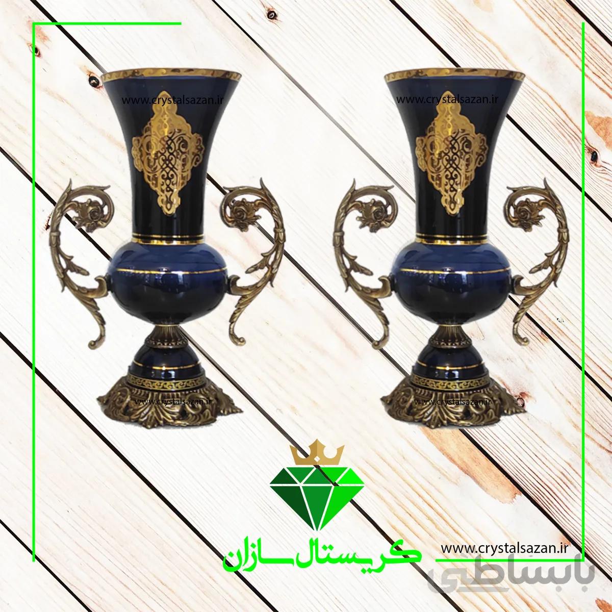 گلدان جفتی کریستال کد 1-G1333 کریستال سازان