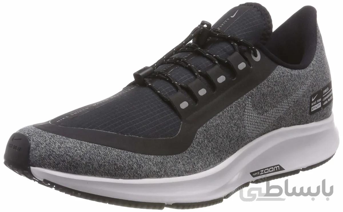 Nike Mens Air Zoom Pegasus 35 Shield Running Shoes, Black/Metallic Silver-Night Maroon ا Nike Men's Air Zoom Pegasus 35 Shield