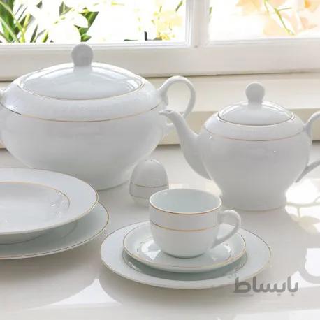 سرویس چینی زرین 12 نفره کامل سپید صدف (102 پارچه) ا Zarin Iran ItaliaF SepidSadaf 102 Pieces Porcelain Dinnerware Set