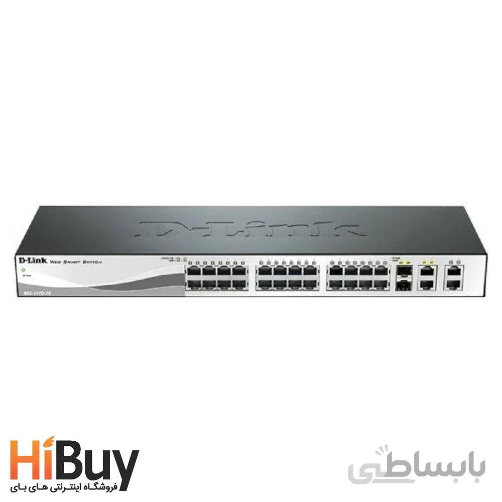 سوییچ 28 پورت 10/100 و اسمارت دی-لینک مدل DES-1210-28 همراه با چهار پورت گیگابیتی