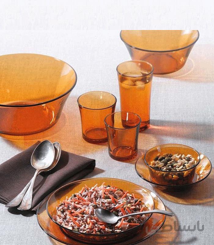 سرویس غذا خوری 33 پارچه عسلی دورالکس اصل فرانسه Duralex