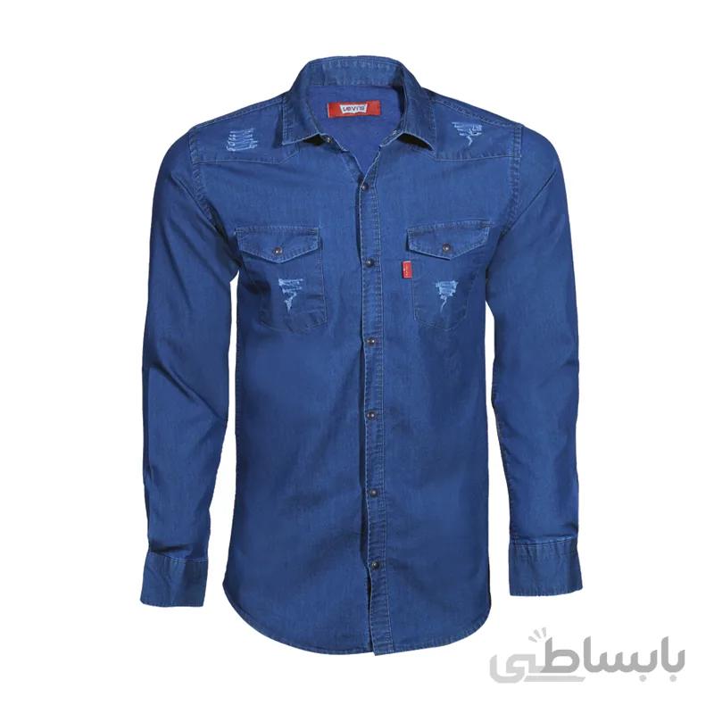 پیراهن لی آبی پررنگ زاپ دار