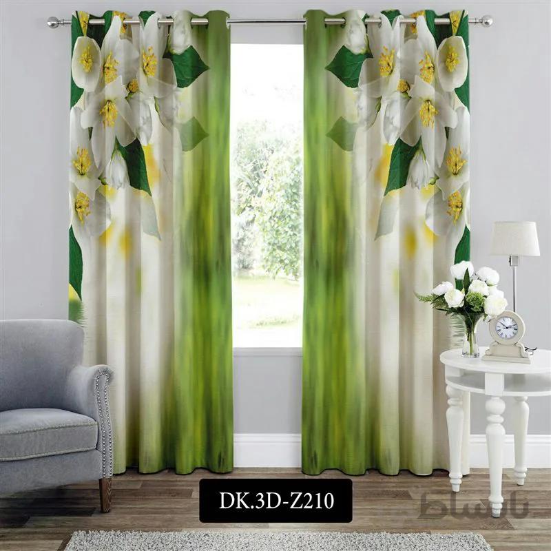 پرده پانچی (هازان و مخمل)کد DK.3D.Z210 طرح سه بعدی آویز گل