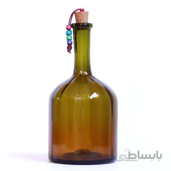 بطری شیشه ای استوانه ای طوقدار موج گردن بلند زیتونی