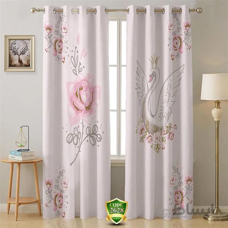 پرده پانچی کد 2628-3d-b طرح سه بعدی گل و قوی