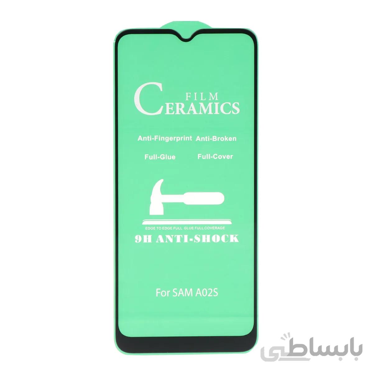 محافظ صفحه نمایش سرامیکی مشکی Samsung A02S - Full Cover (بدون پک)