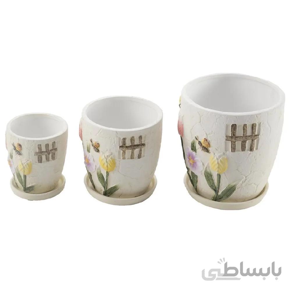گلدان سرامیکی مدل DF703 مجموعه 3 عددی