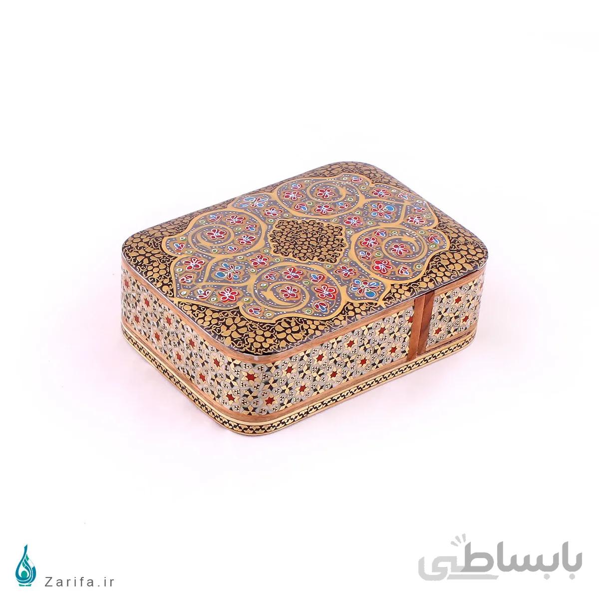جعبه خاتم با تذهیب طلایی اثر کارگاه کروبی