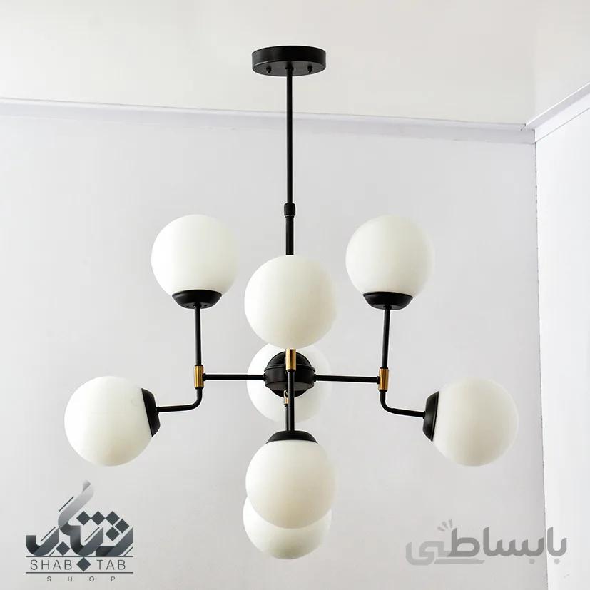 لوستر مدرن مولکولی آراد هشت حباب مات کد 712/8 مشکی