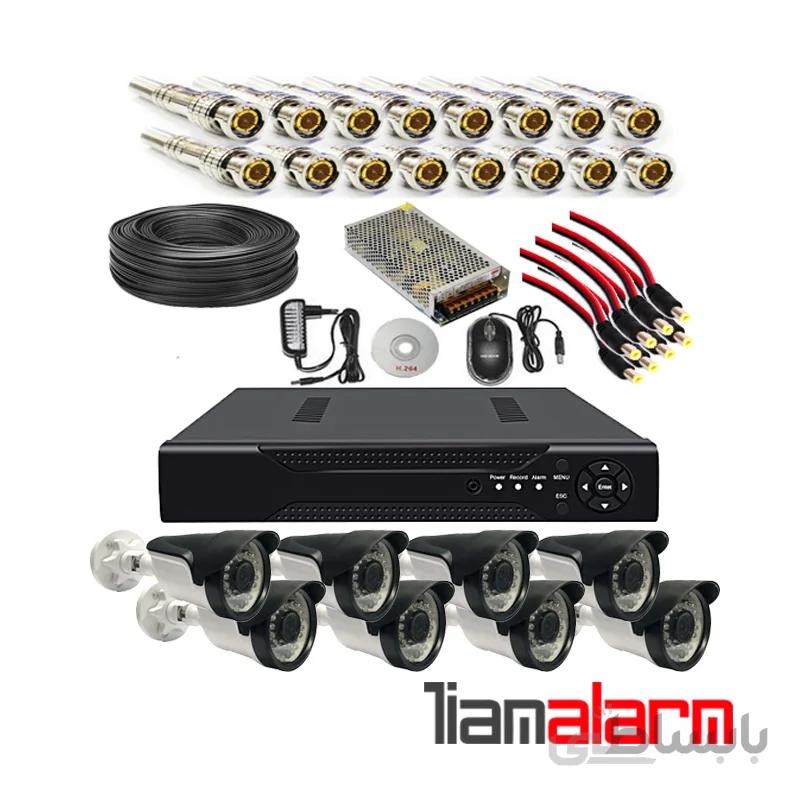 پکیج کامل ۸ دوربین مداربسته بالت پلاستیکی LIGHT + دستگاه ۸ کانال ۱۰۸۰N
