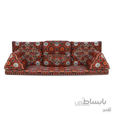 پشتی سنتی شاه نشین ترمه طرح شبستان – ست 7 تکه ابریشم