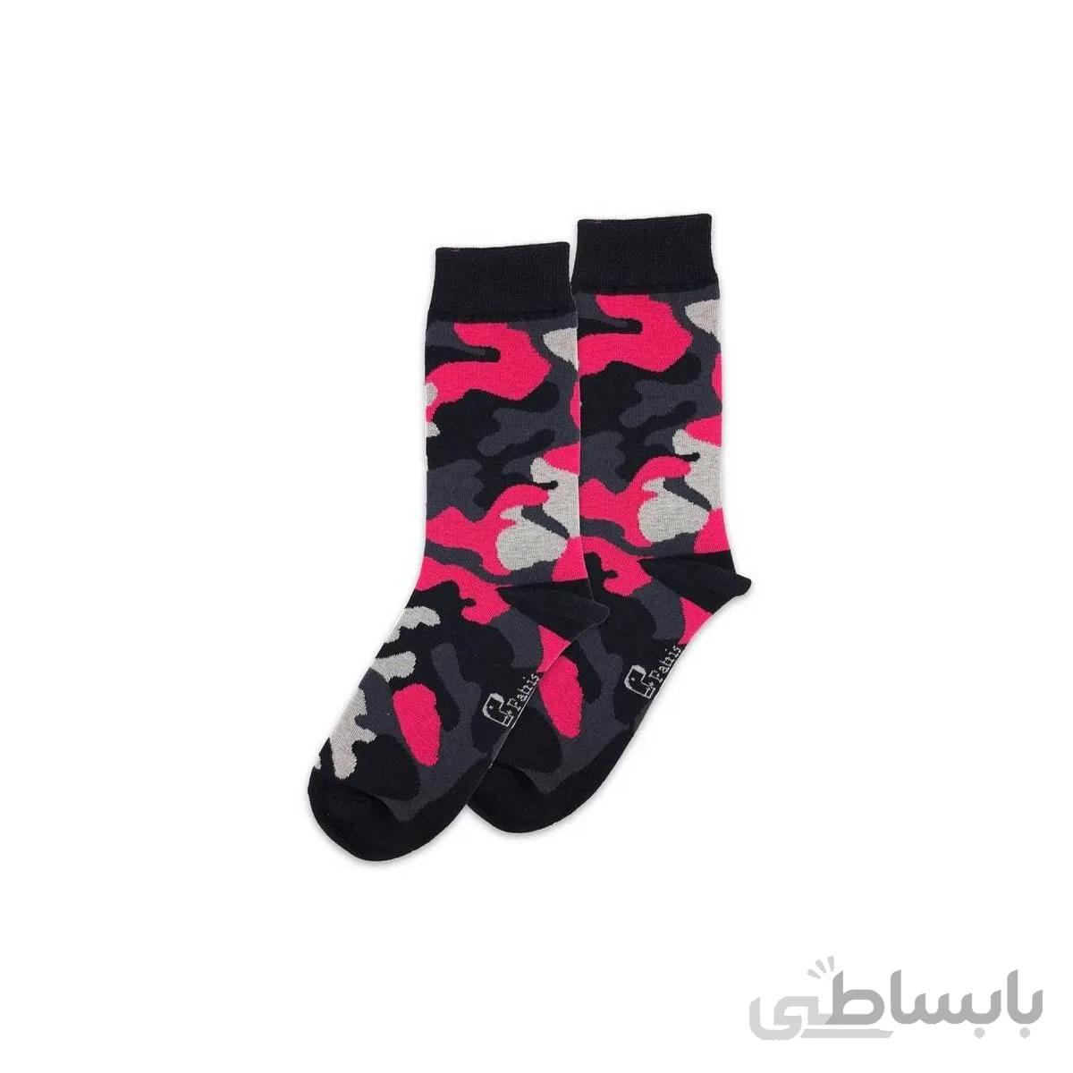 جوراب ساقدار زنانه طرح چیریکی صورتی برند پاتریس 1 جفت