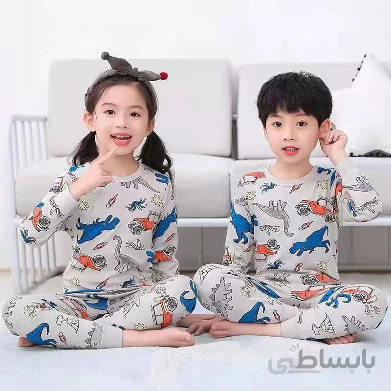ست بلوز شلوارجنگل دایناسور تمام پنبه کد:9097