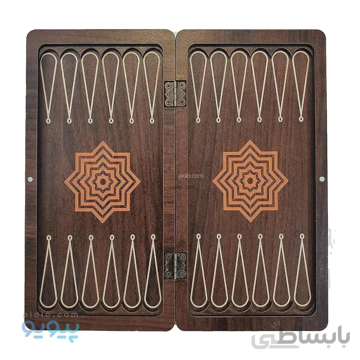 تخته نرد چوبی کوچک با شطرنج