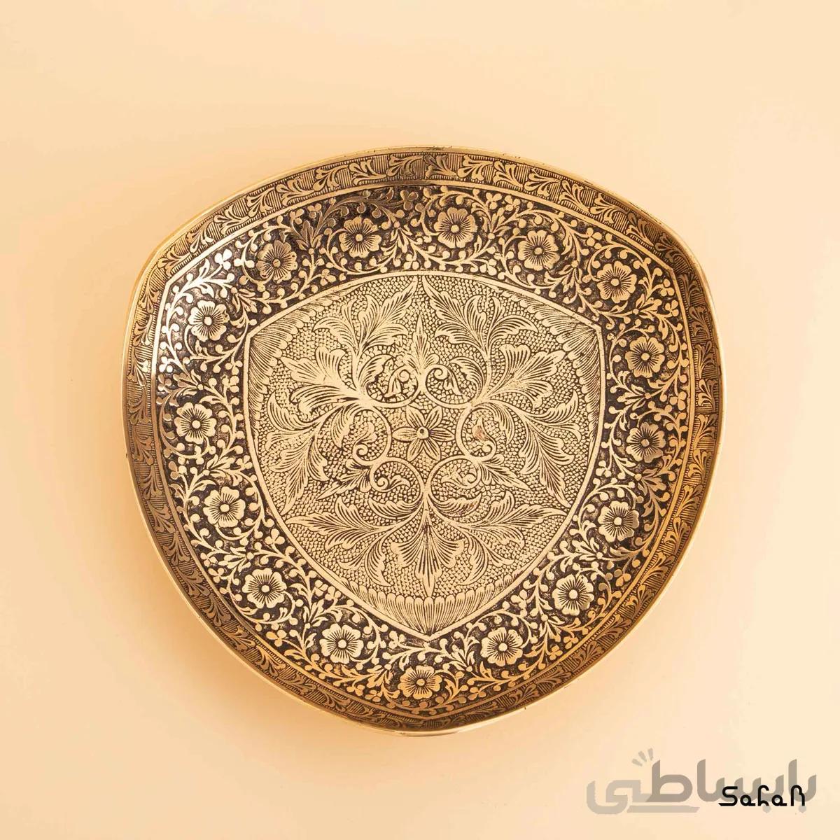 شیرینی خوری برنجی میناکاری مدل مثلث زنبق سایز 3