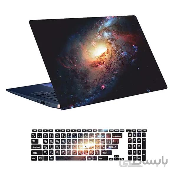 اسکین لپ تاپ طرح Space کد ۶۶ به همراه استیکر کیبورد