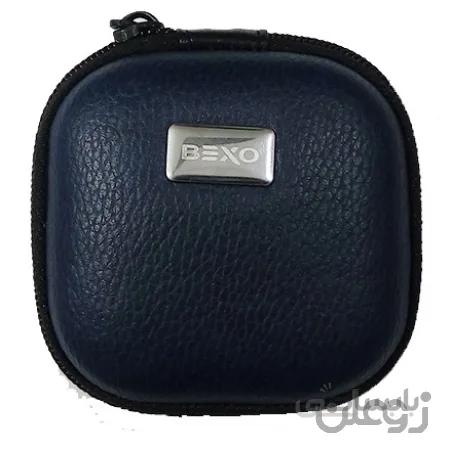 کیف چرمی هندزفری و شارژر سرمه ای Bexo