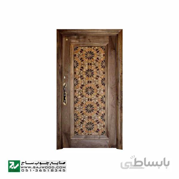 درب چوبی ورودی آپارتمان و ساختمان ، هتل سنتی صنایع چوب ساج مدل T12A