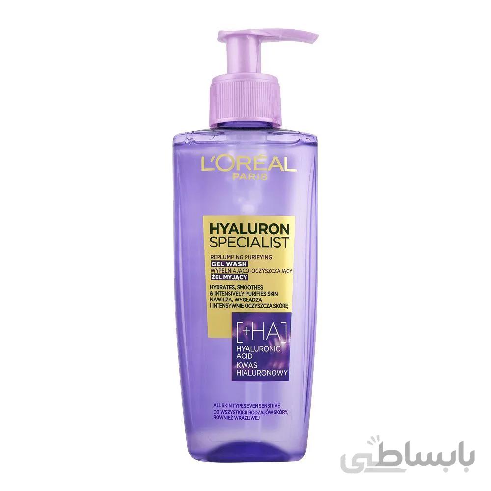 ژل شستشوی صورت و پا ک کننده آرایش Hyaluron Uzmani مناسب انواع پوست 200میل لورال ا Loreal Hyaluronic Acid Face Wash Gel For All Skin Types 200ml
